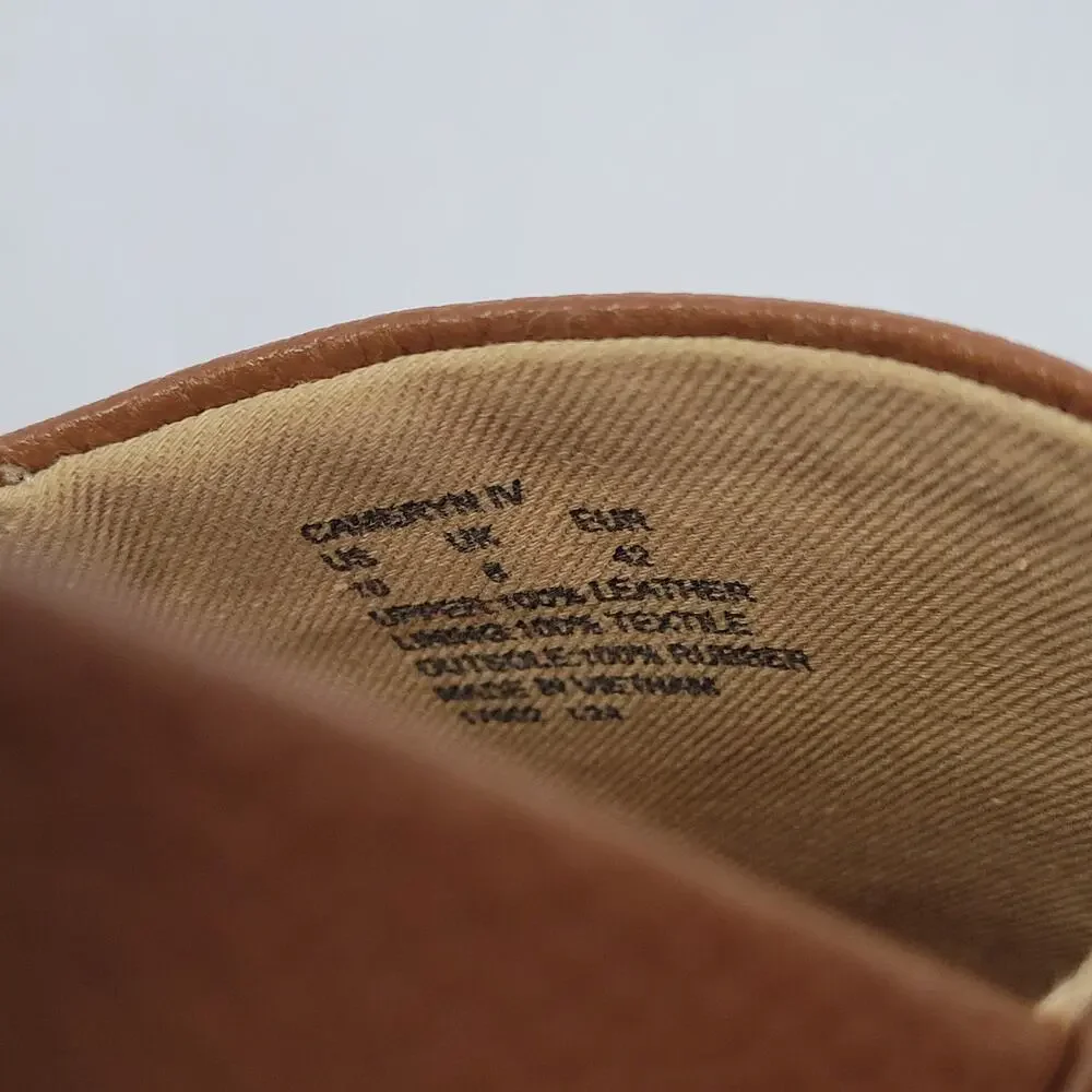 Lauren Ralph Lauren Camryn Tumbled Leather Espadrille size in 10 Deep Saddle Tan